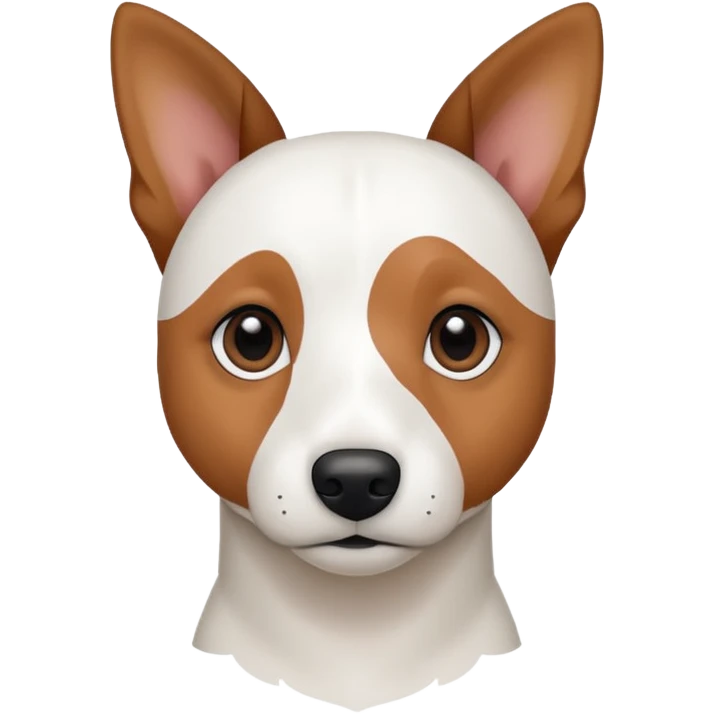 a fully white jack russell the size of a kelpie with floppy ears and a half white face emoji