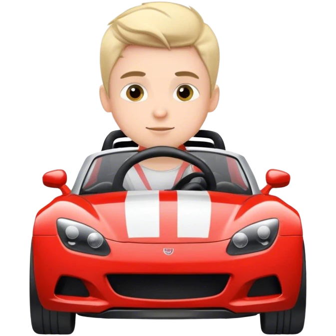 Boy driving a sports car emoji