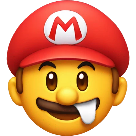 happy face emoji with super mario hat emoji