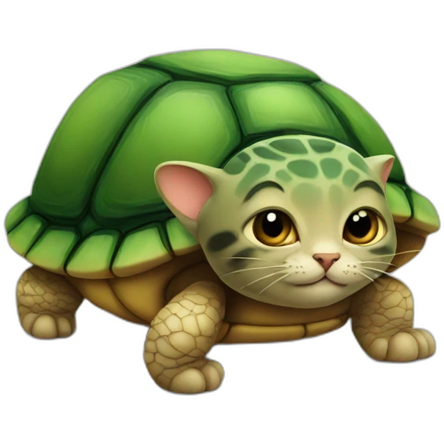 Cat on turtle emoji