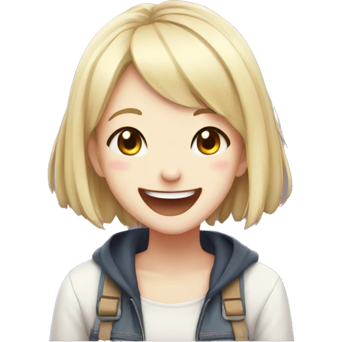Cute laughing anime girl emoji