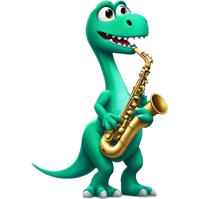 Cute dinosaur playing sax emoji