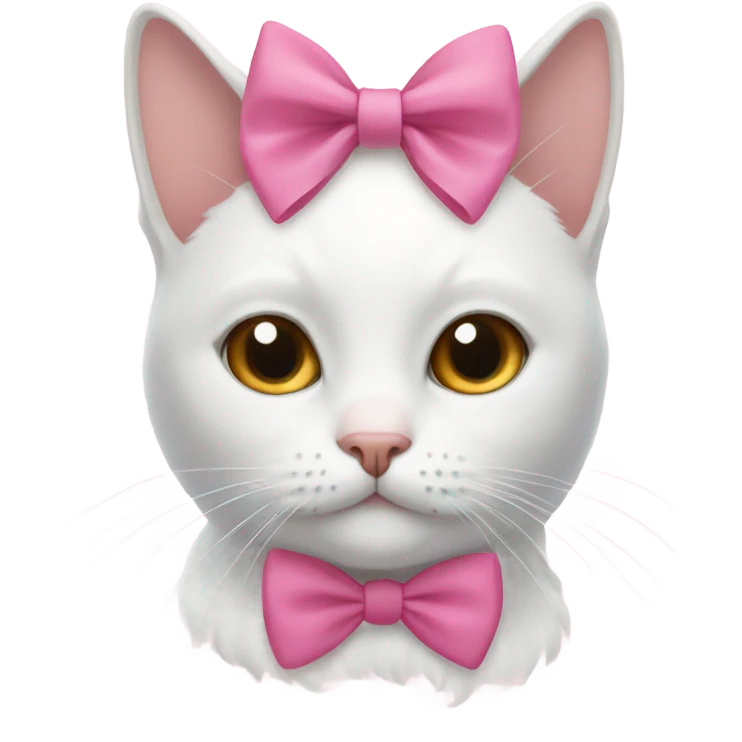 a white cat with a pink bow emoji