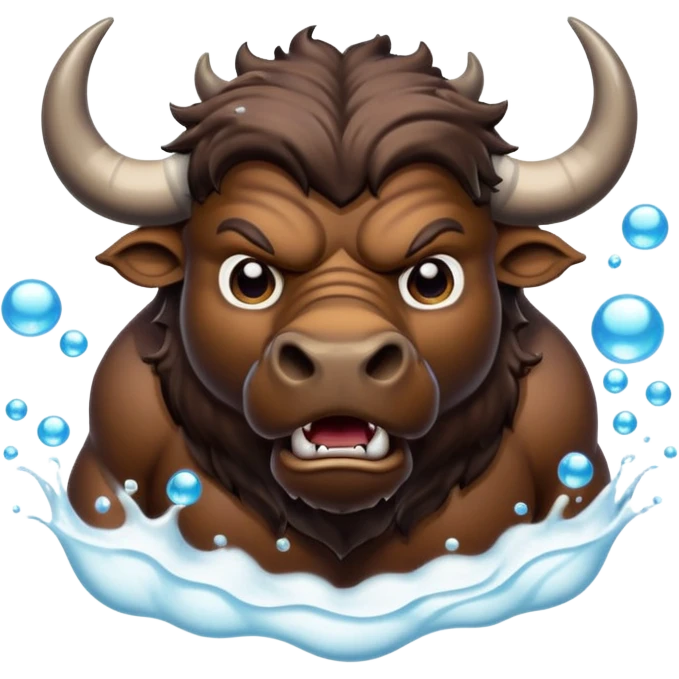 Angry buffalo in the water blowing bubbles  emoji