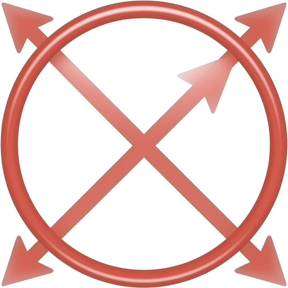 Light Red circle with X arrow on end points of X emoji