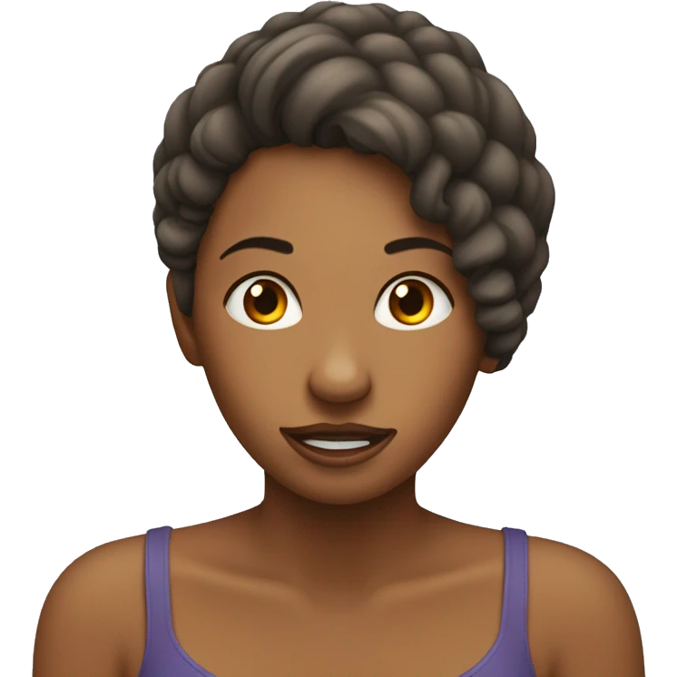woman pushing hair behind ear, biting her lip, and looking down emoji