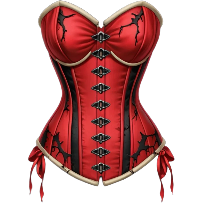 Torn silk corset with dried blood marks, gothic erotic relic emoji