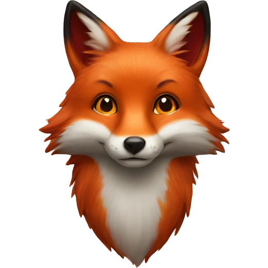 deep lush red fox face with tiny red heart instead of eyes emoji