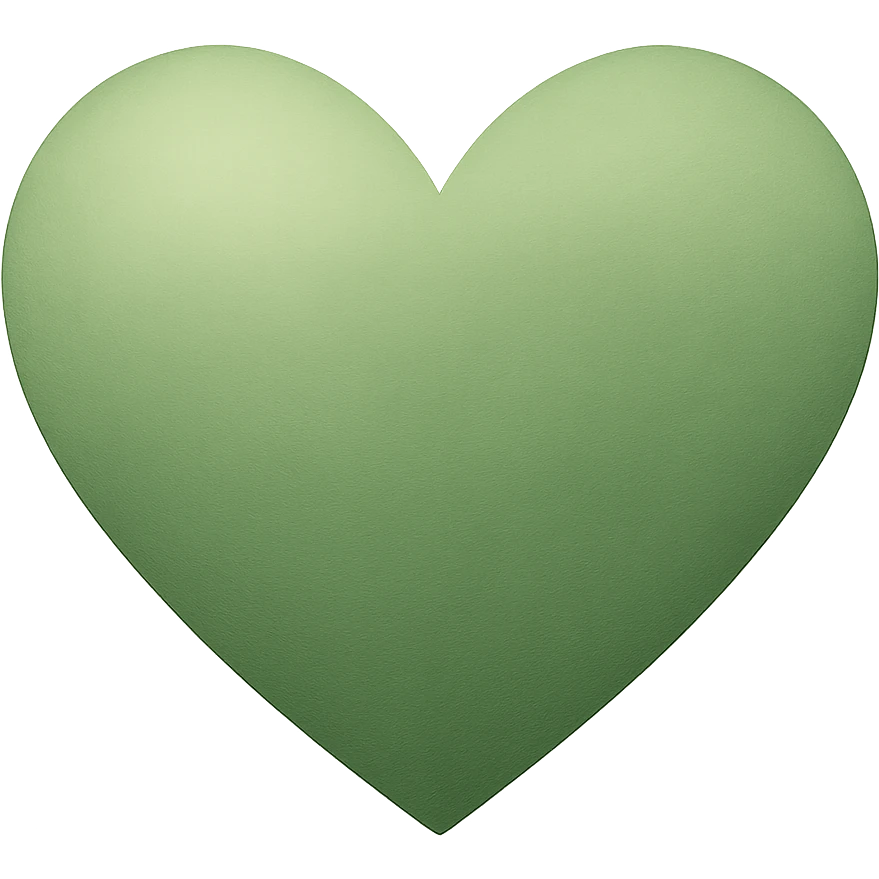 heart with a soft moss green gradient, digital illustration, no background emoji