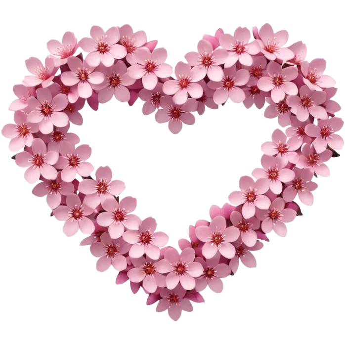 shape of a heart made of tiny glittering pink sakura flowers emoji