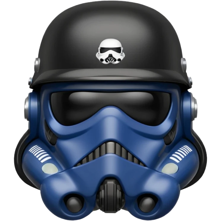 a blueberry wearing a black star wars death trooper helmet emoji