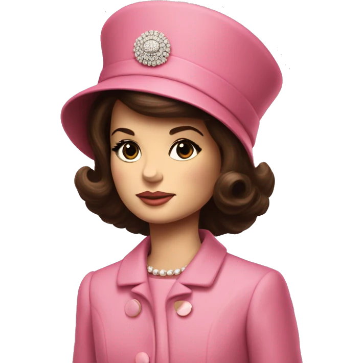 Young Jackie Kennedy in pink suit and pillbox hat emoji