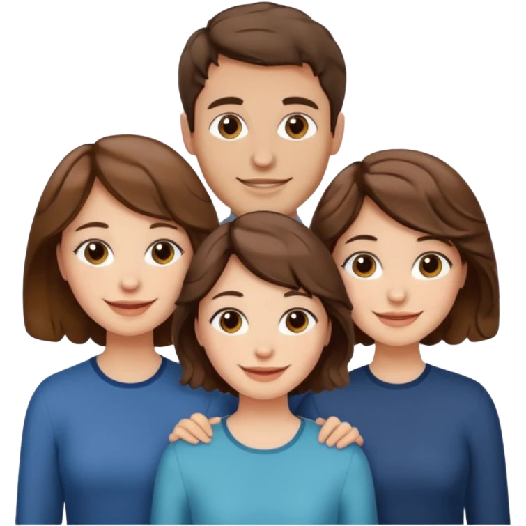 Throuple two women with short wavy brown hair, male with short brown hair emoji