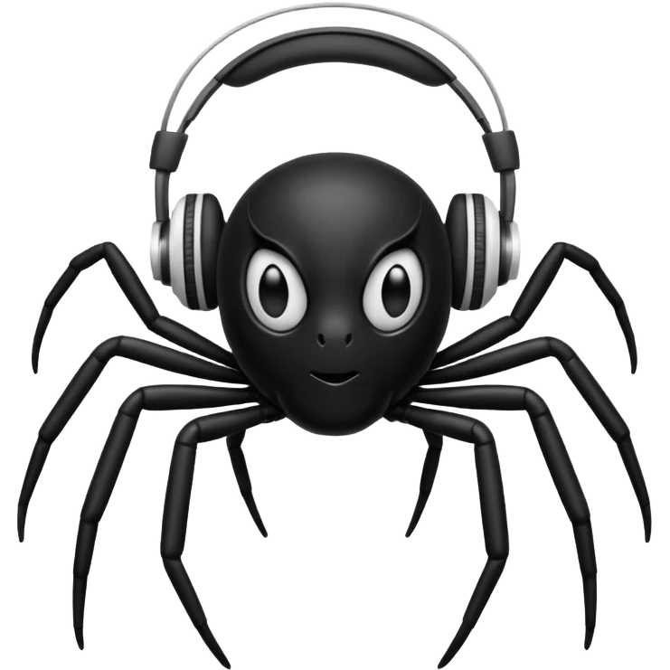 A black spider with white headphones emoji