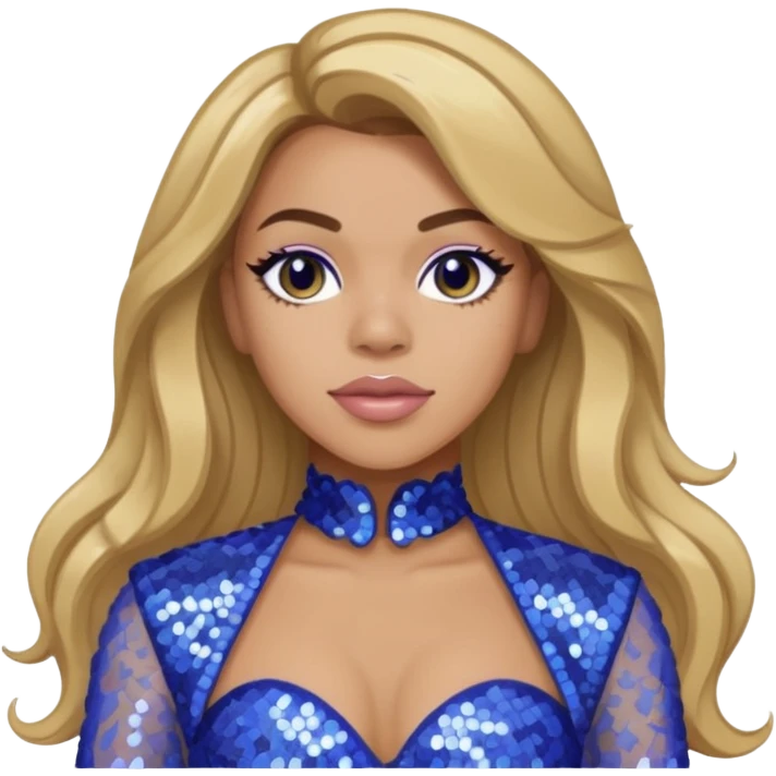Dinah Jane from Fifth Harmony with long dark blonde hair, periwinkle sequin outfit emoji