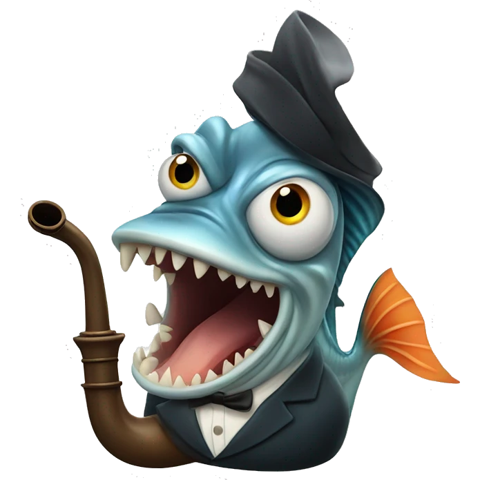 Screaming fish with a smoking pipe  emoji