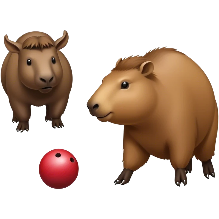 The capybara is playing bowling with a bison. emoji