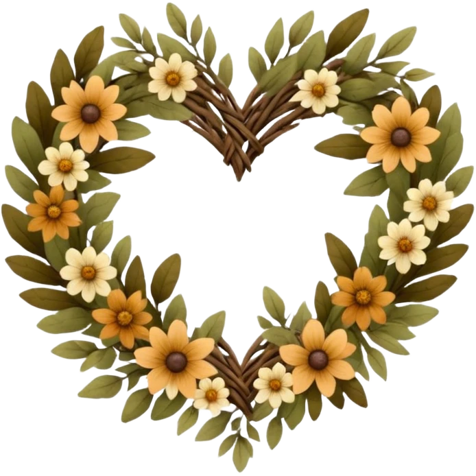 nature wreath heart, boho  emoji