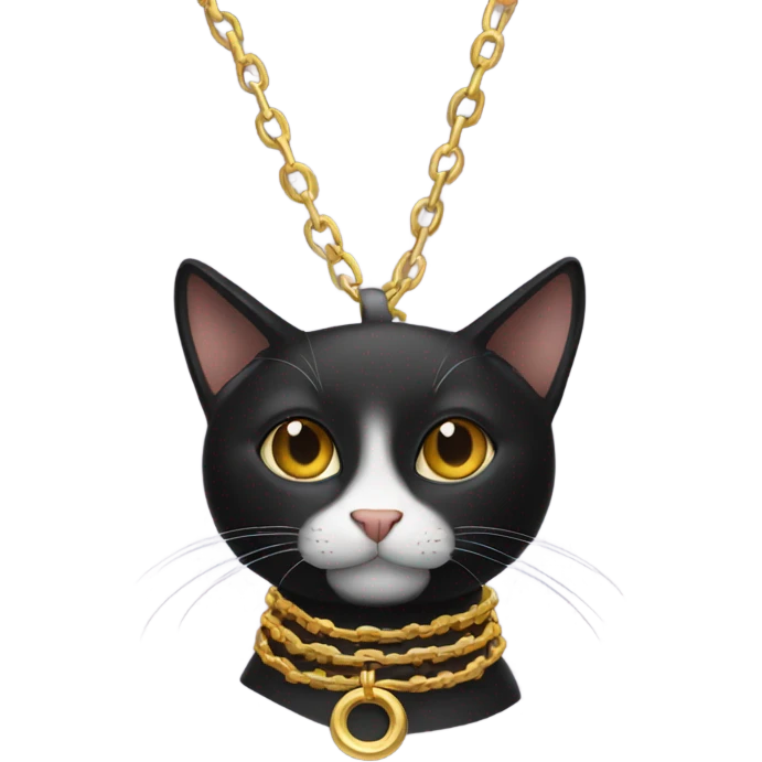 Black cat with a gold chain  emoji