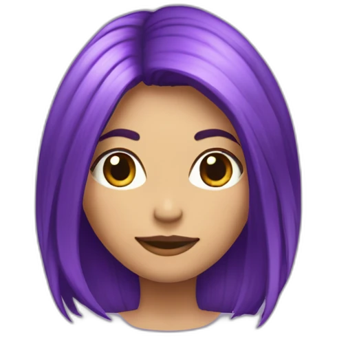 Fille au cheveux violets mi-long qui se tient debout droite en entier  emoji