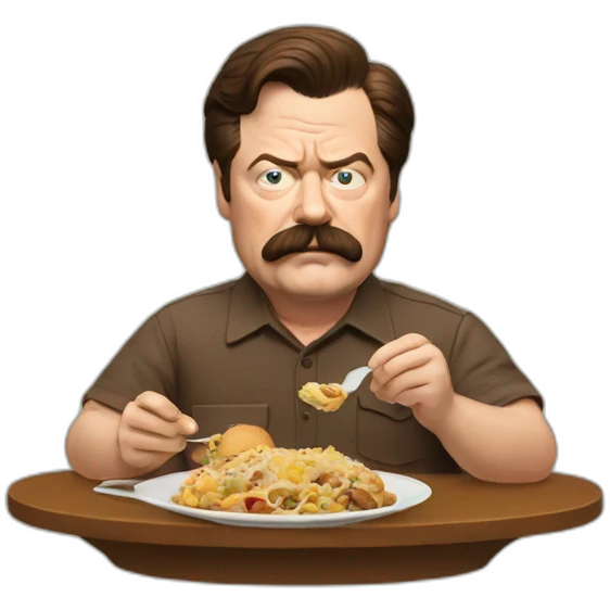 Ron Swanson eating emoji