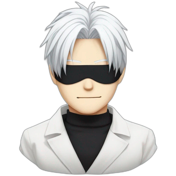 gojo satoru from jujutsu kaisen with white hair and black blindfold in his eyes emoji