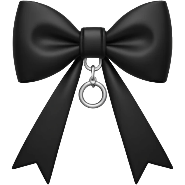 minimalist goth bow, matte black, sharp edges, small silver charm, modern dark aesthetic emoji