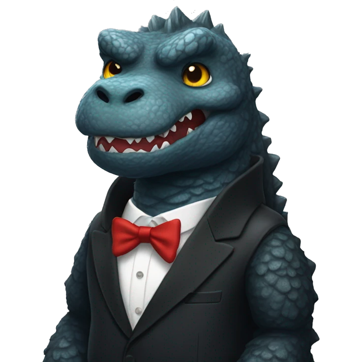 Godzilla in a tuxedo emoji