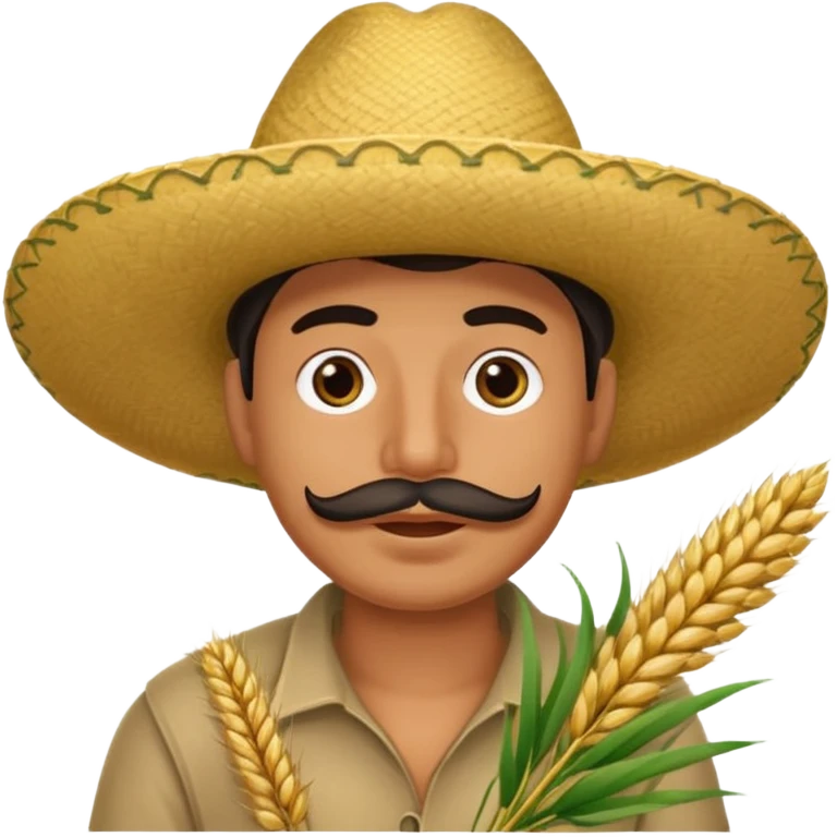 Campechano con una ramita de trigo en la boca emoji