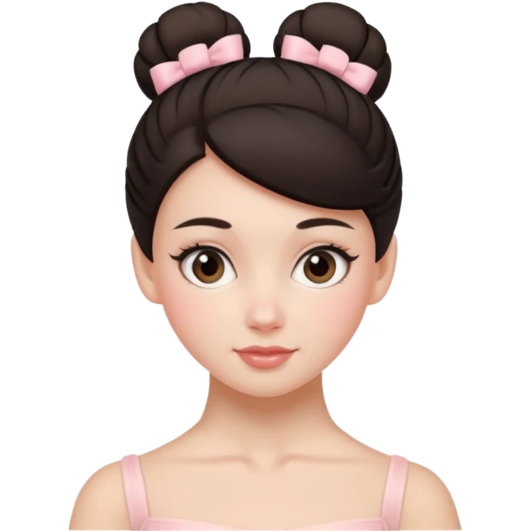 white girl with one ballet bun, dark hair,  emoji