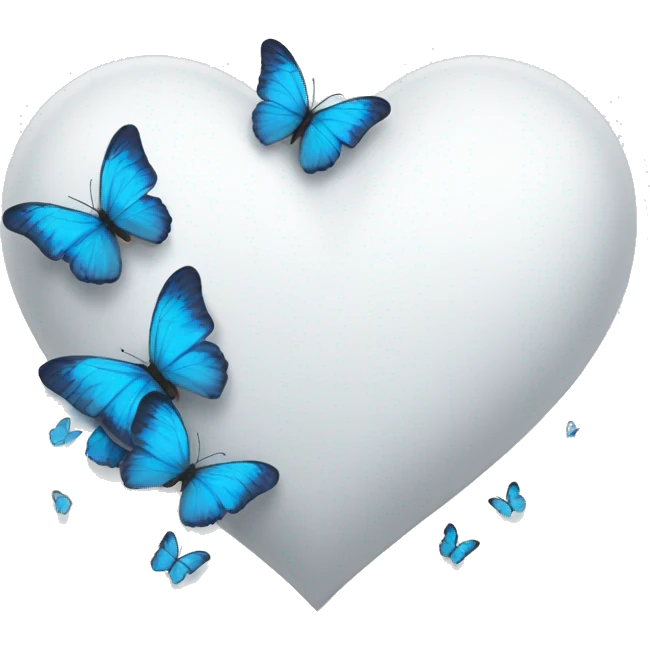White heart emoji with some blue butterflies turning around it  emoji