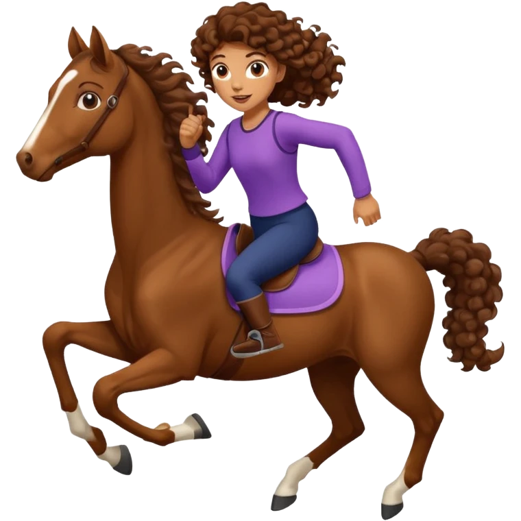  curly tailhorse brown hair girl running emoji