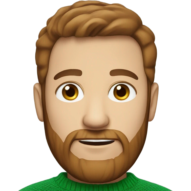 irish man blue eyes, brown short hair and short beard, wearing a smart jumper. emoji