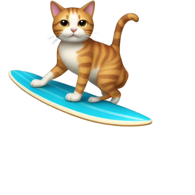 Cat riding surfboard emoji