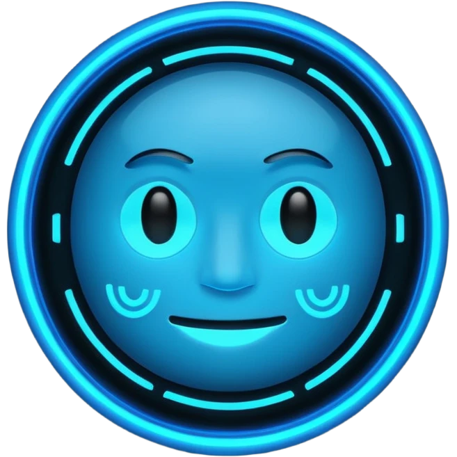 Neon cyberpunk emoji face, blue glow. Text: CERTIFIED TIME-WASTER.

 emoji