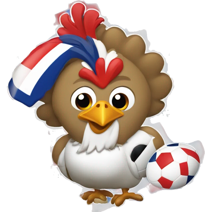 Gallo jugando al rugby con colores de Francia  emoji