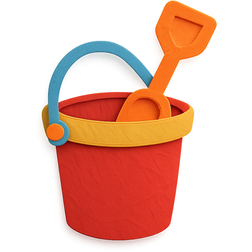colorful and playful beach bucket and pail in paper-craft style emoji
