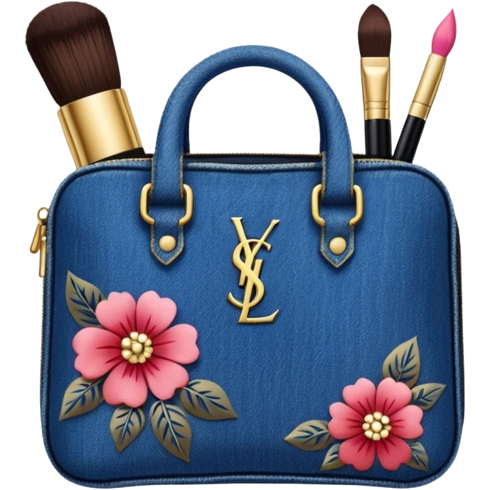 Make up kit ysl denim floral design emoji