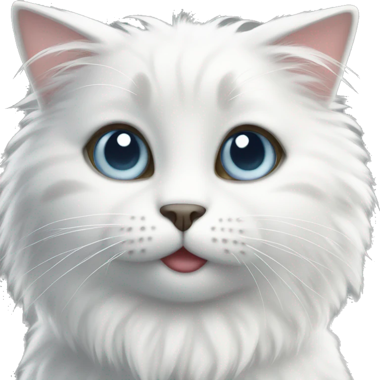 Fluffy white cat with gray spots  emoji