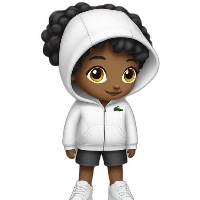 Lacoste tênis black girl with white lacoste hoodie emoji