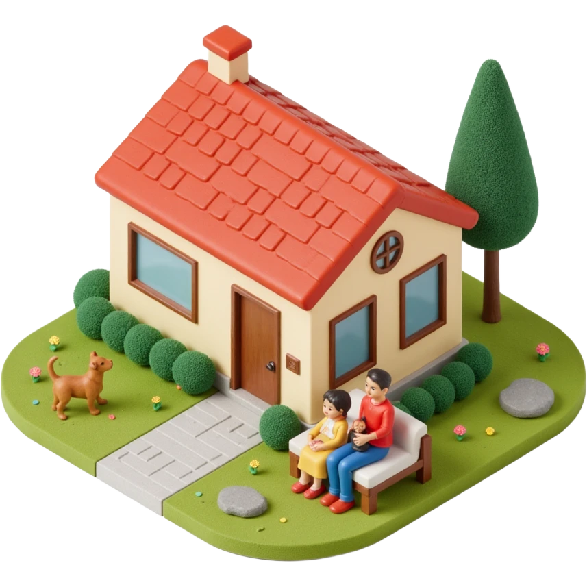 house with a family and pet emoji