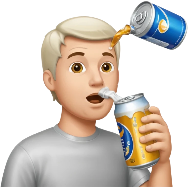 Guy chugging a canned beer emoji