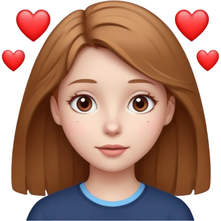 девушка с русыми волосами серыми глазами бледной кожей и сердечками над головой  emoji