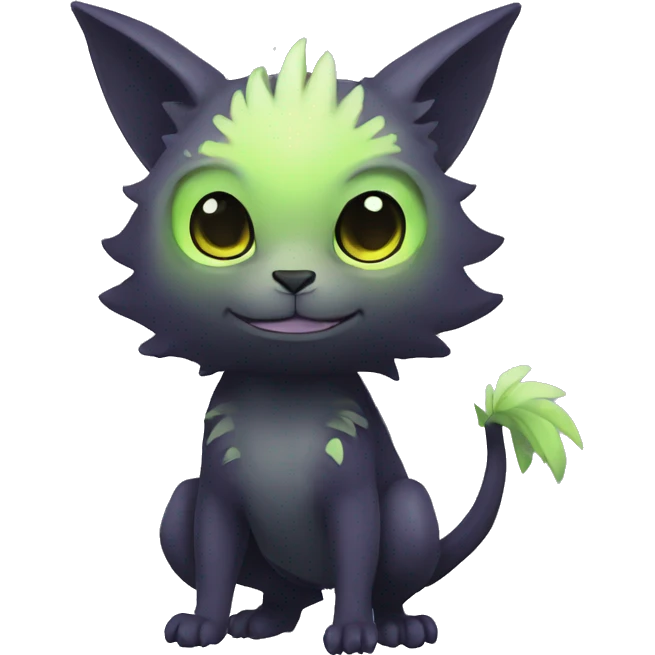 Cute cool fantasy dark-themed animal hybrid Fakemon full body emoji