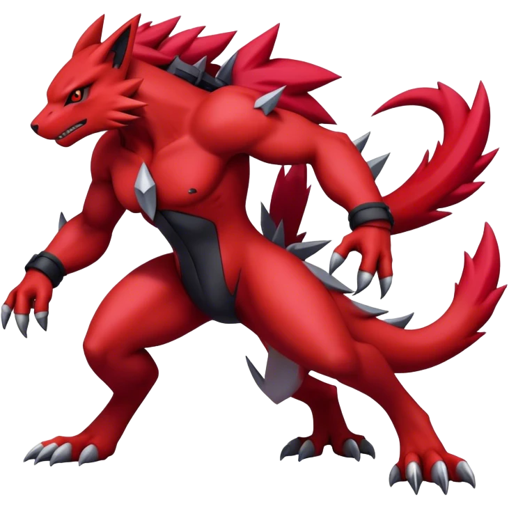 Edgy Cool Beautiful Guilmon-Zoroark, full body emoji