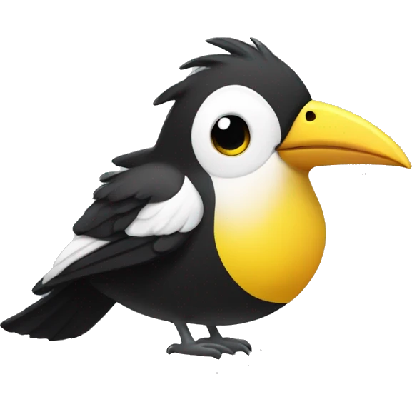 Black and white bird with double yellow beak emoji