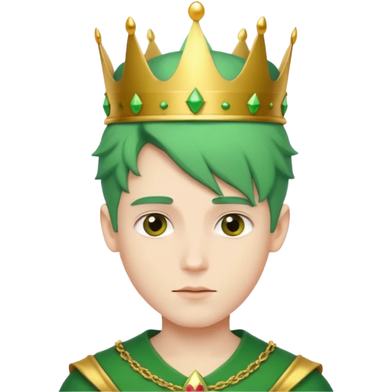 royal prince with green hair with crown emoji