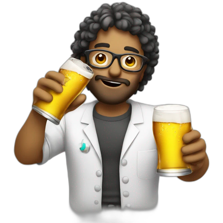 Chemist drinking beer un a party in the beach emoji