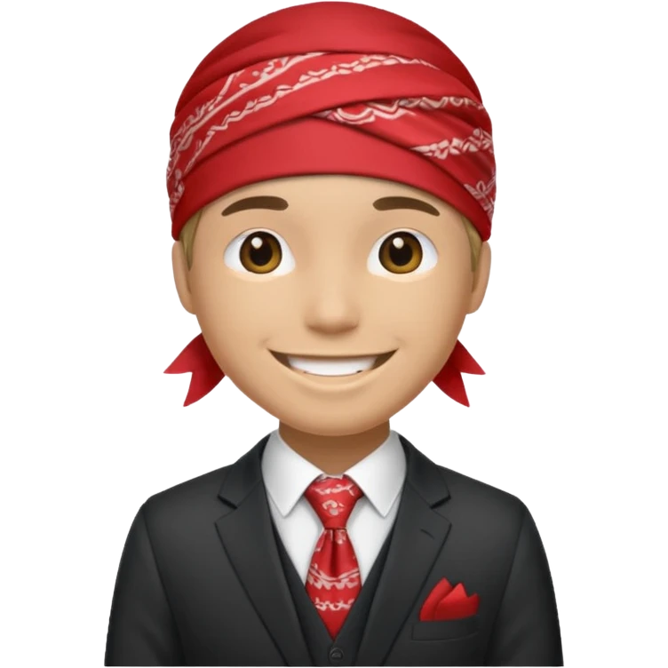 Character wearing a bandana and a suit emoji