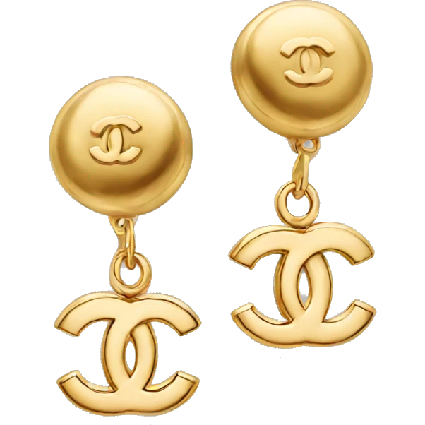 Gold Chanel earrings  emoji